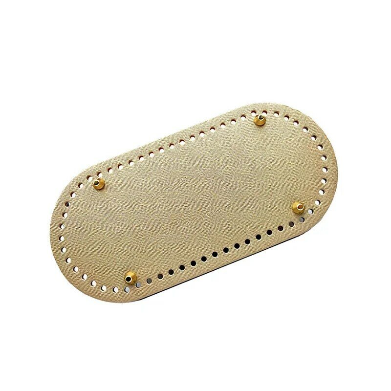 Fondo ovalado largo para bolso de cuero PU, accesorios hechos a mano con agujeros, Crochetbag, venta al por mayor, 10x22/12x25cm
