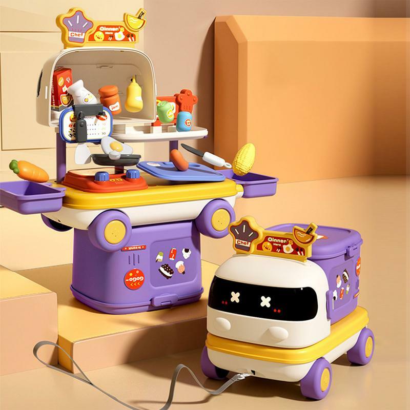 자동차 주방 장난감 자동차 모양 가상 메이크업 장난감, 창의적인 어린이 주방 놀이 세트, 의사 척 키트, 안전한 어린 소녀 메이크업 세트