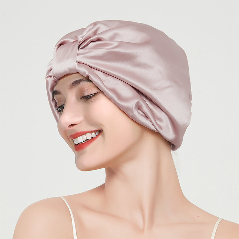 100% murni topi malam sutra murbei topi tidur topi rambut rontok topi Turban sutra alami untuk wanita bungkus kepala tidur
