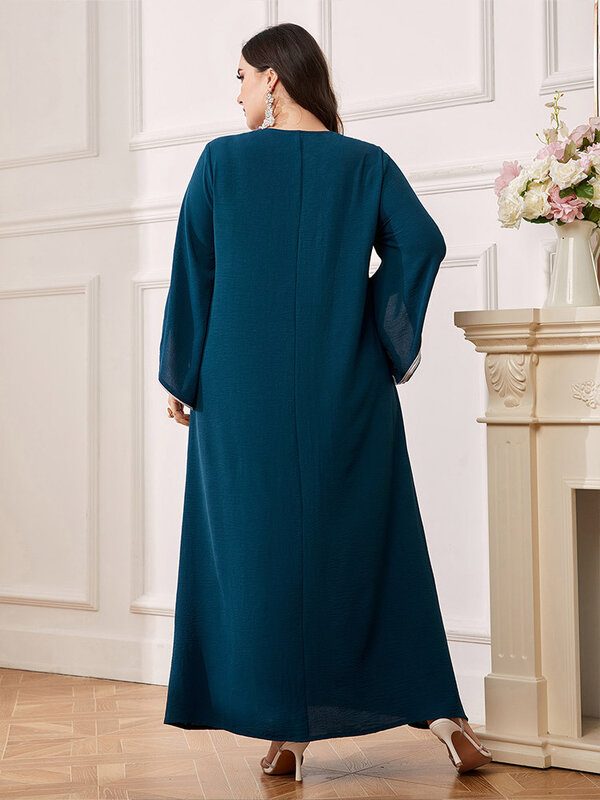 Abaya Muslim wanita bordir gaun Maxi gaun malam Dubai Turki Kaftan Arab Saudi jubah Lebaran Ramadan djelaba gaun Islami