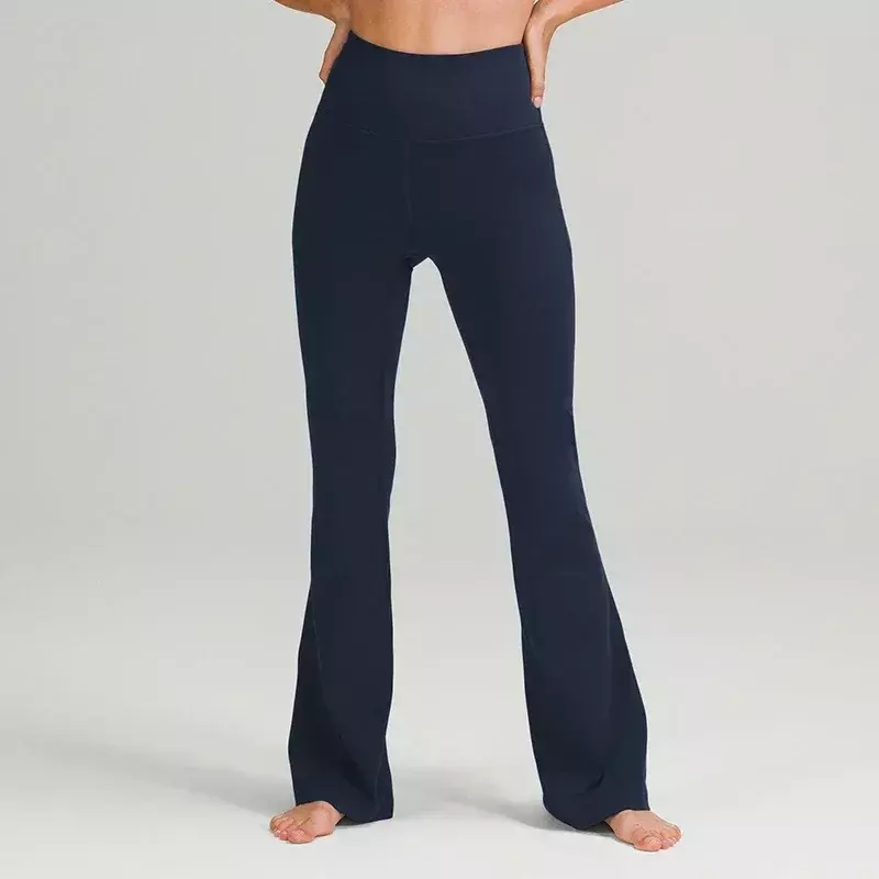 Женские Расклешенные Брюки LU для тренировок, женские штаны для йоги, супер эластичные брюки-клеш с высокой посадкой, леггинсы, спортивная одежда для спортзала и бега