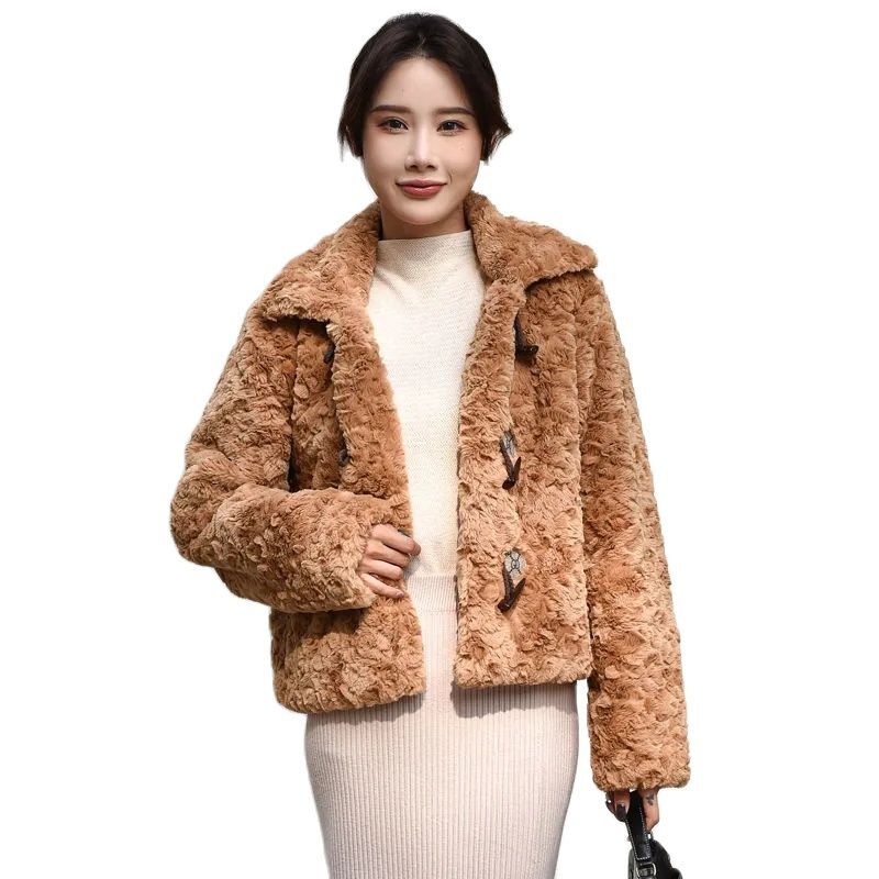 Casaco de pelúcia de vison falso feminino, tops femininos, jaqueta de corte de ovelha, casaco feminino de pele curta, 7XL, outono, inverno, 2022