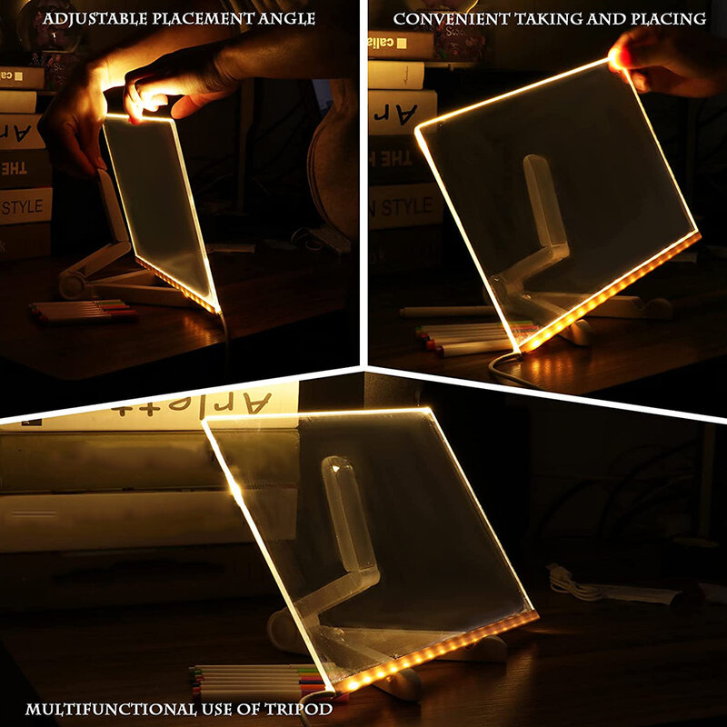 USB Note Board tablica ogłoszeń lampka nocna wymazywalna płyta akrylowa lampa z piórem DIY lampa stołowa lampka nocna do sypialni Home Decor