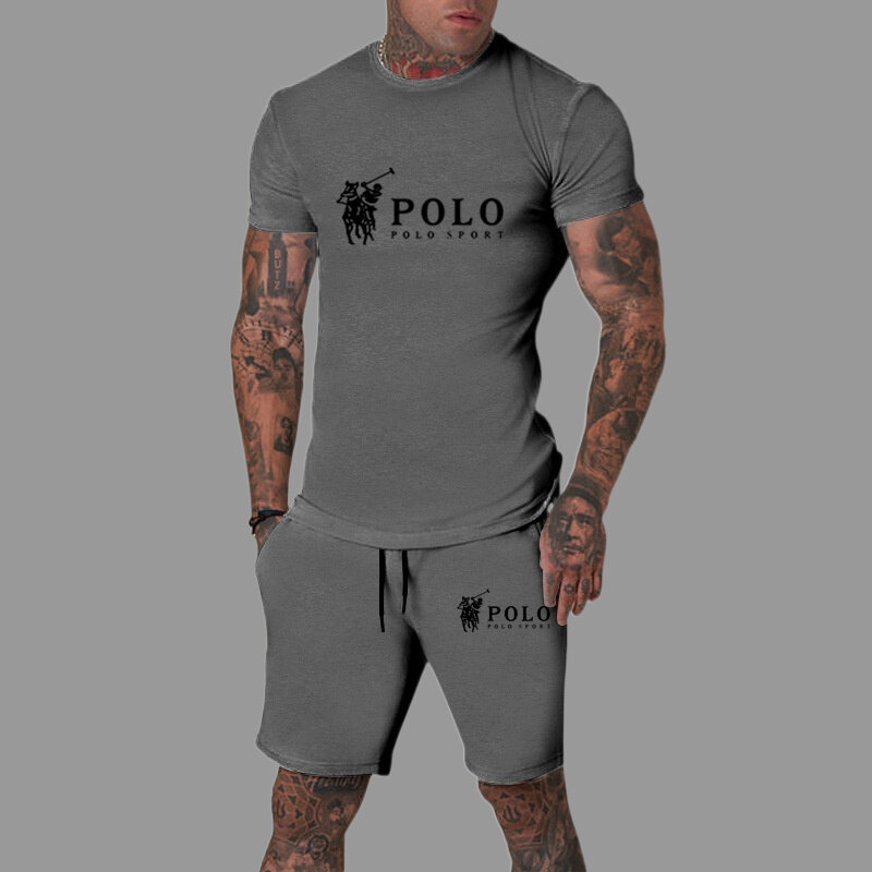 Conjunto de ropa deportiva informal para hombre, camiseta de manga corta y pantalones cortos de secado rápido, 2 piezas, novedad de 2024