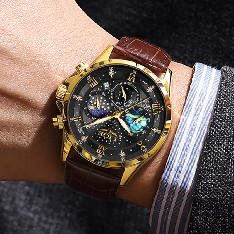LIGE nuovo orologio al quarzo per uomo moda sport cronografo militare orologio da polso Top Brand orologi impermeabili di lusso Reloj Hombre