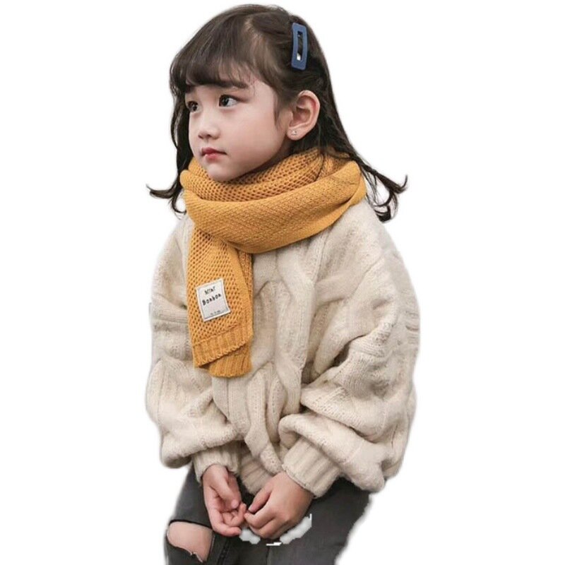 Syal anak-anak rajut wol rajut anak-anak Fashion Korea musim gugur musim dingin untuk anak laki-laki perempuan hangat serbaguna Musim Dingin