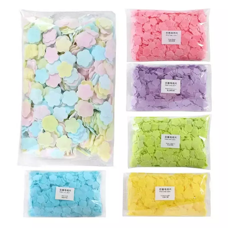 200/1000 Ps Portable Disposable Paper Soap Travel Soap Sheets Flowers Shape Mini Scented Slice Sheets for Outdoor Washing
