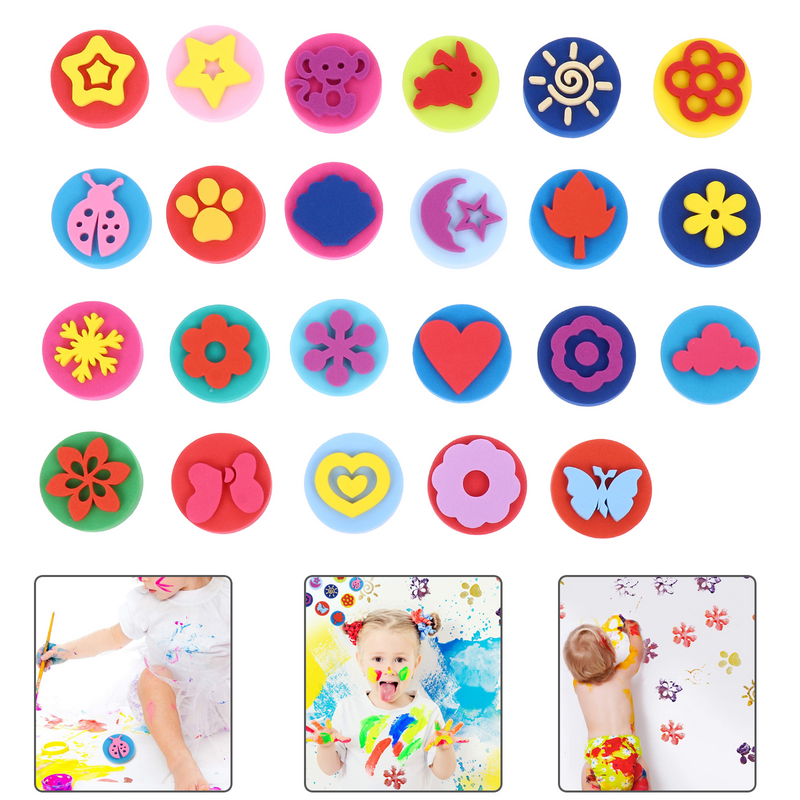 Sellos de pintura de Eva para niños, 23 piezas, esponjas de dibujo, Mini Niño