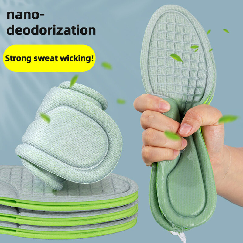 2PCS Deodorant Absorb-Sweat Massage Sport Insole Soft Memory Foam Insoles for Shoes Men Women Feet Orthopedic Shoe Sole Running