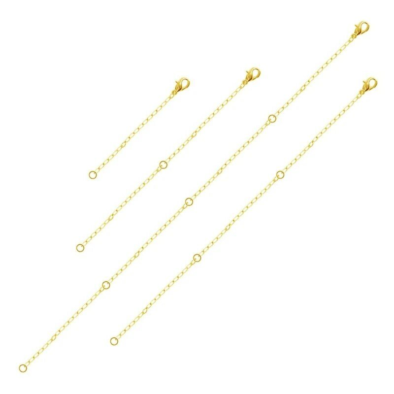 4Piece Pack Adjustable Chain Extender Set for Jewelry Making Gold/Silver Necklace and Bracelet Extension Chains Jewelry
