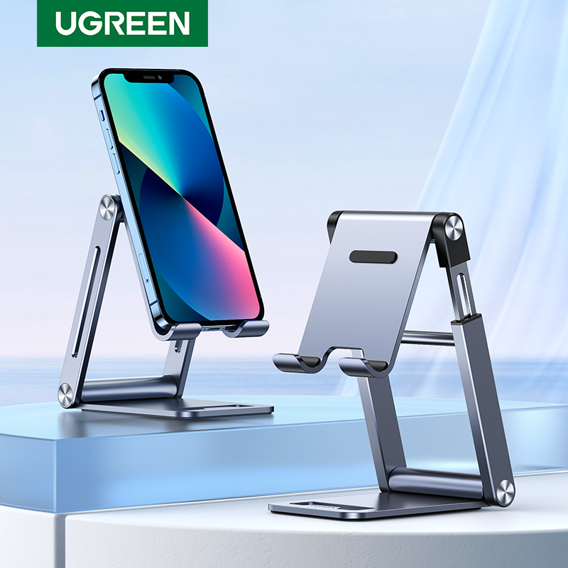 UGREEN Stand Ponsel Aluminium Cell Phone Adjustable Desk Phone Holder untuk iPhone 13 12 Pro Max Tablet Support Mount Holder Stand