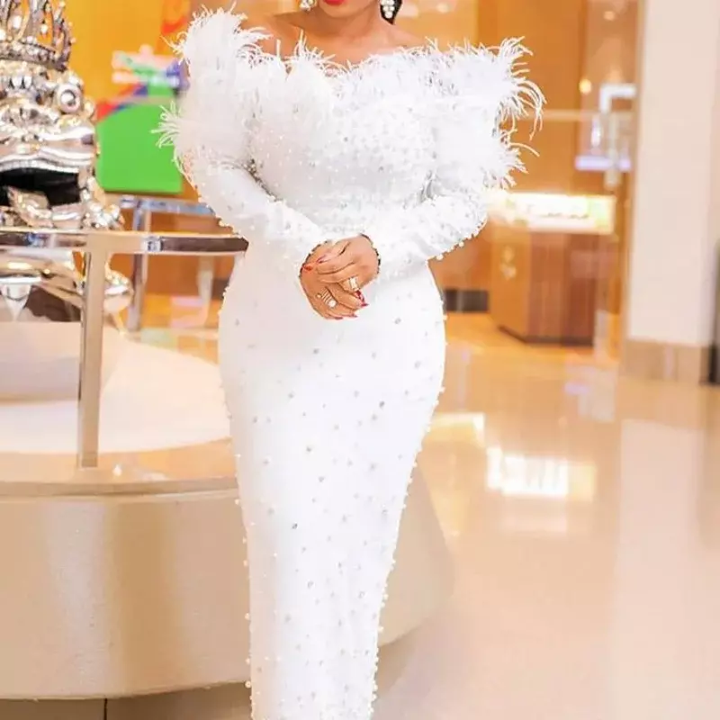 Горячая Распродажа 2023, женское белое стробое платье с бисером, элегантное женское модное платье