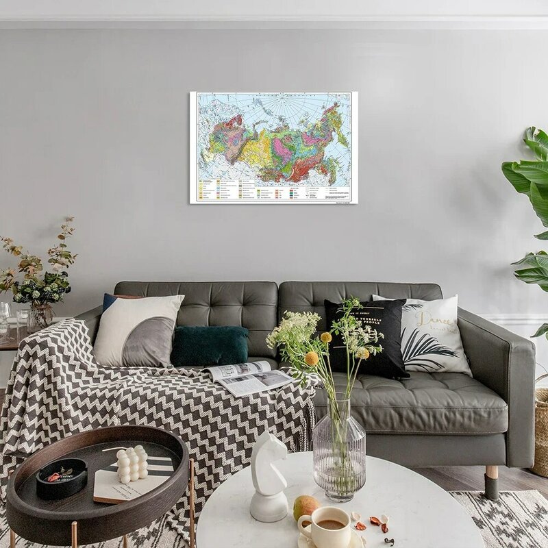 59*42Cm Peta Geologi Rusia Rusia Lukisan Kanvas Dinding Poster Seni Perlengkapan Sekolah Perjalanan Kelas Dekorasi Rumah
