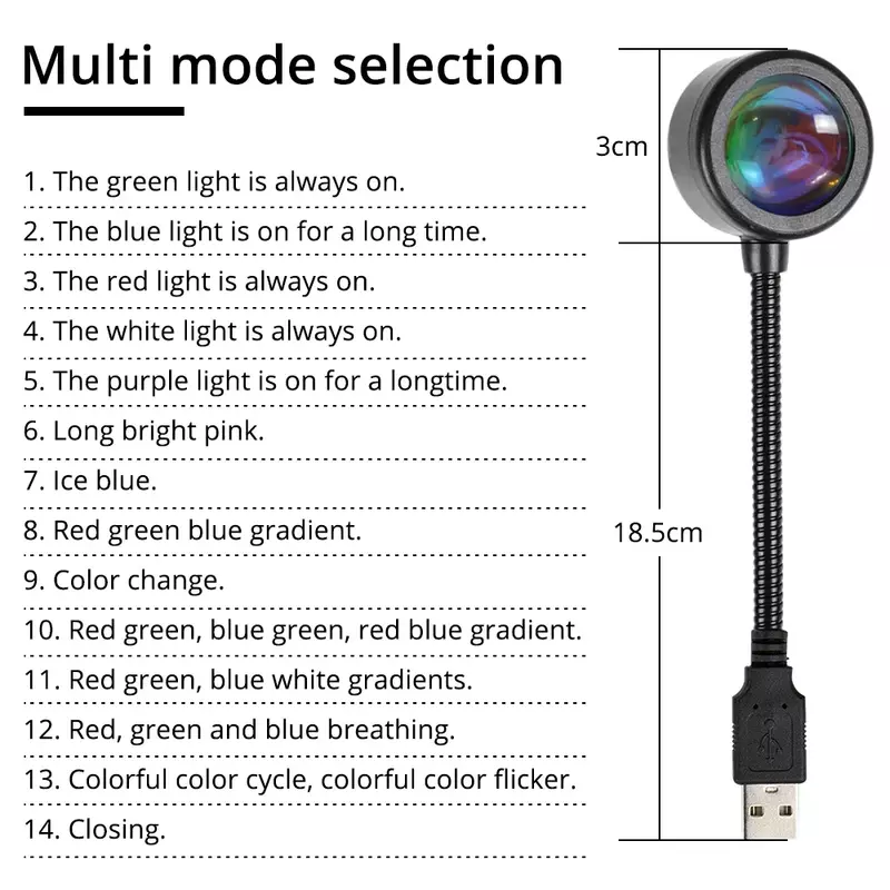 1 шт., Usb-лампа для строительства помещений, Радужный неоновый светодиодный проектор