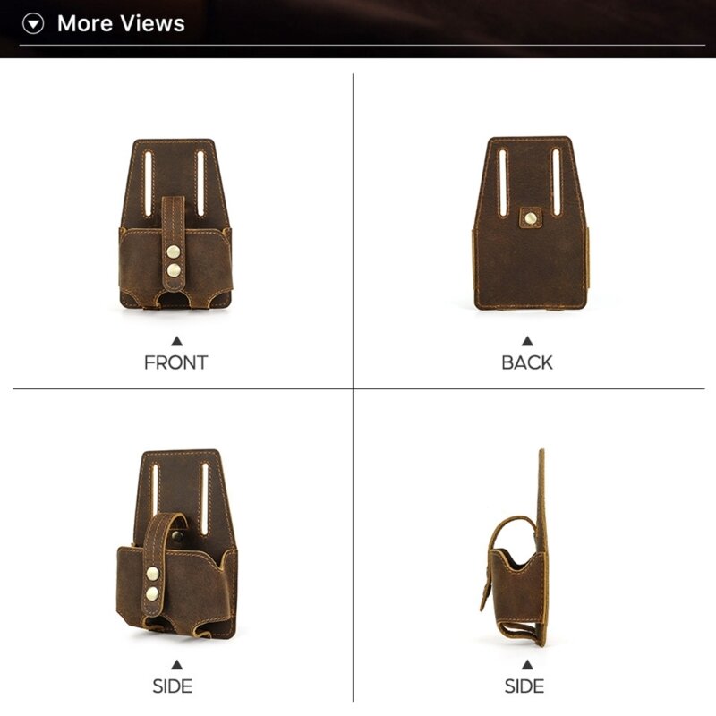 Bolsa cuero con gancho para cinturón para cinta métrica acero 5m, elegante bolsa almacenamiento cuero, protege y