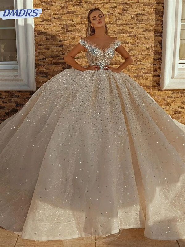 Женское платье невесты, классическое свадебное платье с открытыми плечами, романтическая аппликация, платье до пола, 2024