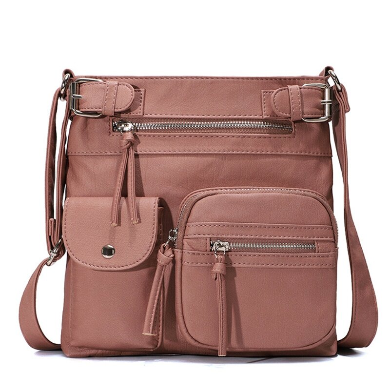ASDS-Fashion PU Leather Women Messenger Bag Multifunctional Large Capacity Casual Shoulder Bag Shopping School Bag
