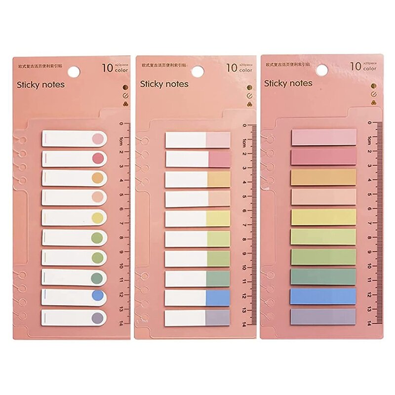 Tabs Sticky Index para Marcadores de Página, Morandi Memo Adesivos, Tabs arquivo gravável e substituição, bandeiras, 30 cores, 3 Pacotes