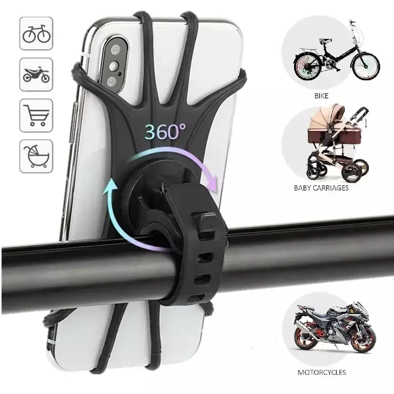 Universal Scooter Accessories Shockproof Elastic Silicone Bracket Mobile Phone Holder Cycling Bike Mtb DVR GPS Support Bracket
