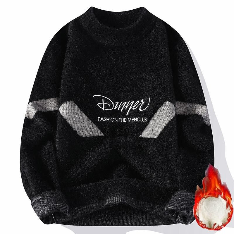 Winter Men's Casual Solid Color Slim Fit O-neck Knitted Sweater High Collar Pullover Male Thicken Autumn Tops Knitwear A124