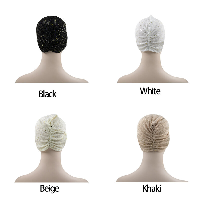 高品質の綿の伸縮性のある帽子,イスラム教徒の女性のスカーフ,ドバイのスパンコール,ヘッドギア,インドの帽子,ヘッドギア