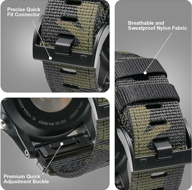 22 26mm Nylon Military strap For GARMIN FENIX7 7X PRO 6 6X Soft wear-resistant strap body For 965 Instinctive replacement strap