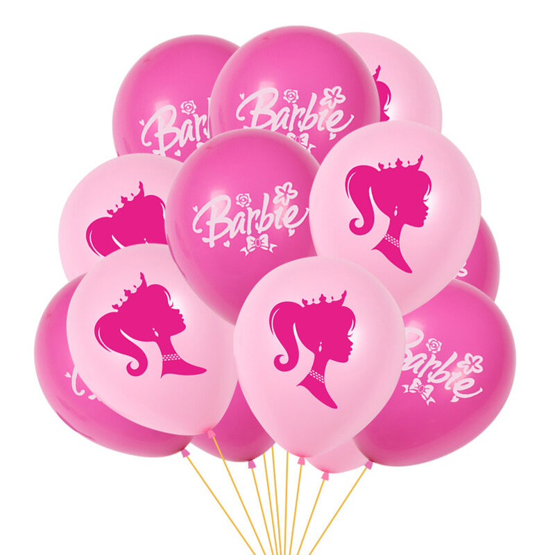 Juego de globos de Barbie de 12/16 piezas, decoración de fiesta de niña rosa de dibujos animados, globos de látex de 12 pulgadas, suministros para Baby Shower, regalos para niños, Juguetes