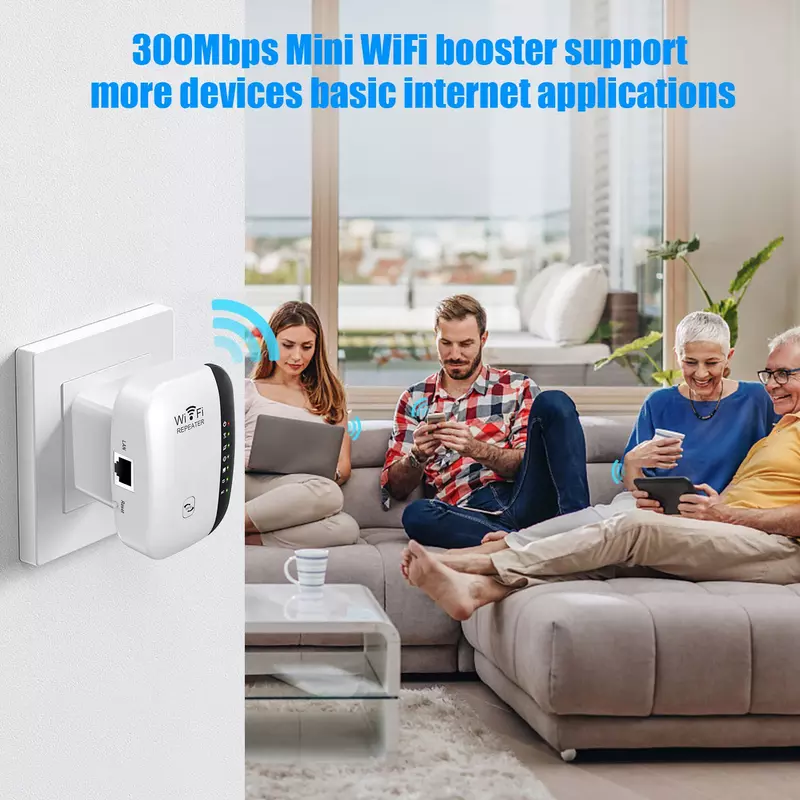Wireless WiFi Repeater 300Mbps WiFi Extender Amplifier Booster Router 802.11N WPS Long Range 7 Status Light WiFi Repeater for PC
