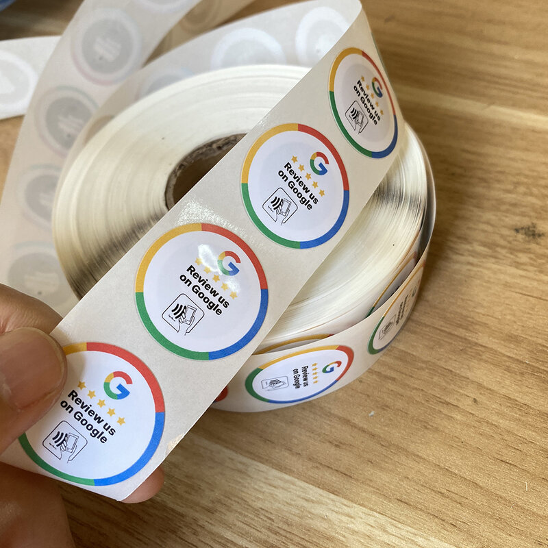 30mm Waterproof  Google Review Sticker 13.56Mhz NFC Tags NFC213 Review us on Google Stickers Adhesive Labels for NFC Phones