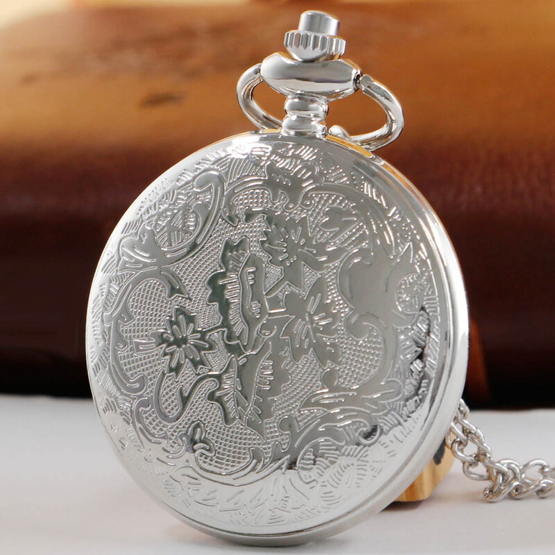 Collar de reloj de bolsillo británico Vintage de plata esterlina, cadena de regalo de cumpleaños tridimensional hueca para hombres y mujeres