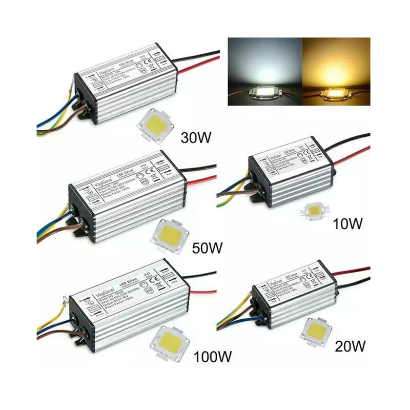 LED Power Supply Projector, Driver Transformador de Luz, IP66 Adaptador Impermeável, 10W, 20W, 30W, 50W, 300mA, 600mA, 900MA, 1500MA