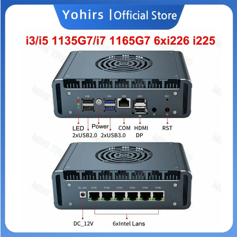 11th Gen Mini Router I7 1165g7 i5 1135G7 6xi226 2.5g Lan 2xddr4 Nvme i3 N305 soft router Pfsense Firewall Pc