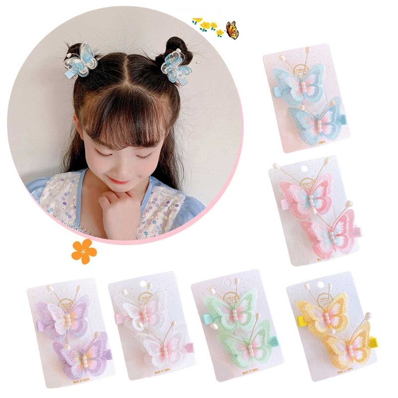 Toddler Girl Hairclip Embroidery Butterfly Side Clip Hair Barrettes Jewelry