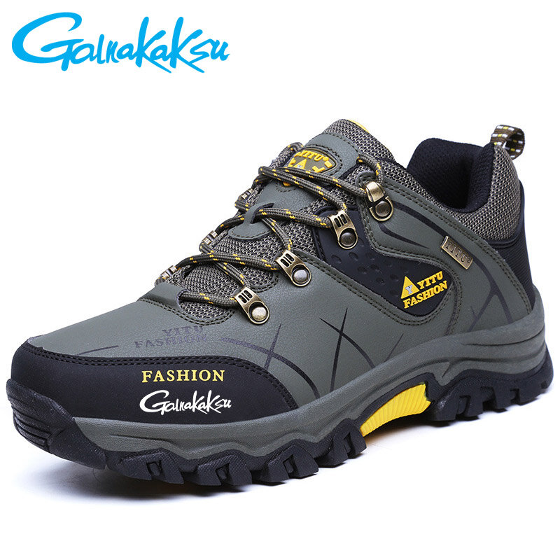 Large Size Men's Shoes Outdoor Fishing Hiking Breathable Shoes Men's Low-top Lace-up Non-slip Wear-resistant Hiking Sneakers