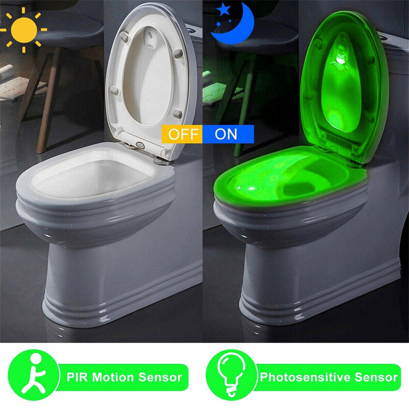 Lampu malam Toilet diaktifkan gerakan PIR Sensor gerak lampu malam LED lampu malam kamar mandi Toilet lampu malam tambahan pada penutup mangkuk Toilet