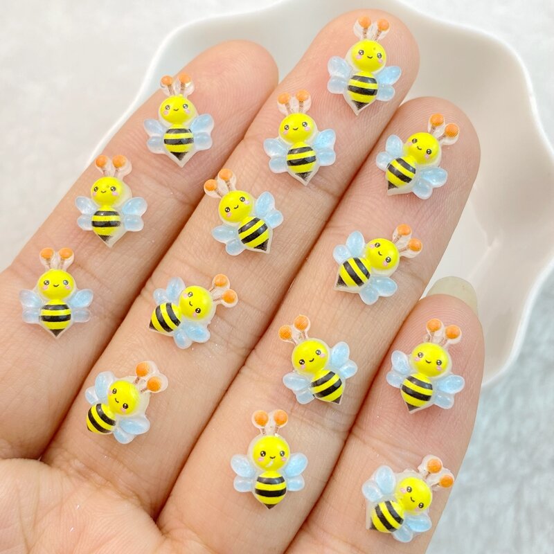 50Pcs New Cute Resin Cartoon Mini Bee Series Flat Back Parts Embellishments For Hair Bows Accessories Free Shipping