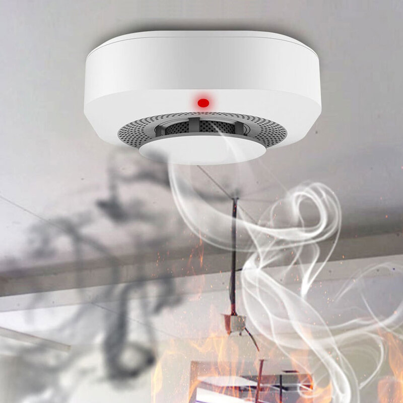 Wireless Smoke Detector Sensor Alarm Best Defense Against Fire Wide Applications ABS 360 ° Induction