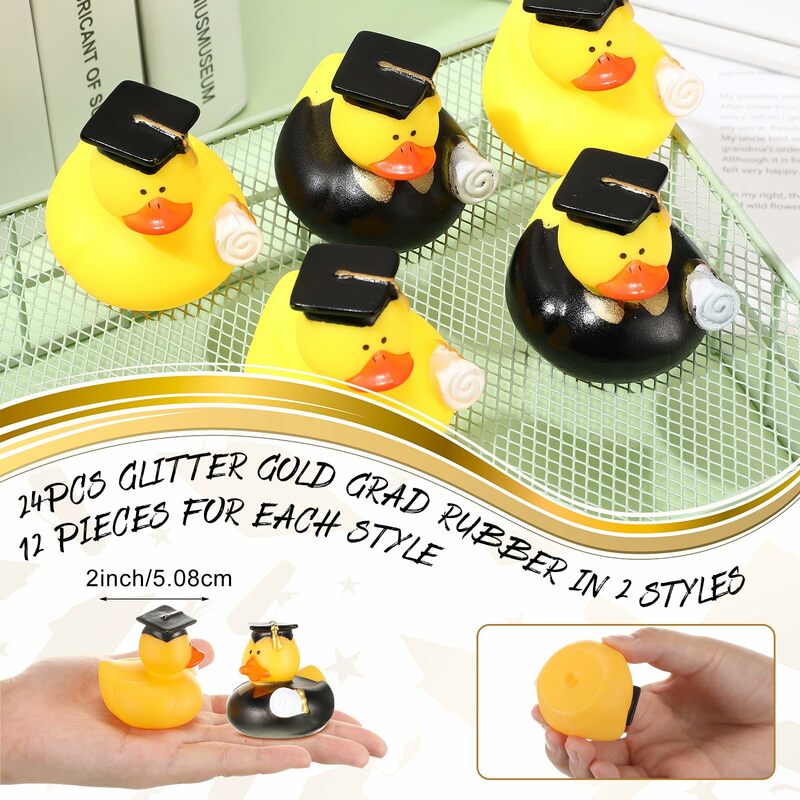 24/48 Pcs Graduation Rubber Ducks Graduation Gifts Duck Bulk Graduation Par0ty Favors Decoration Classroom Tassel Cap
