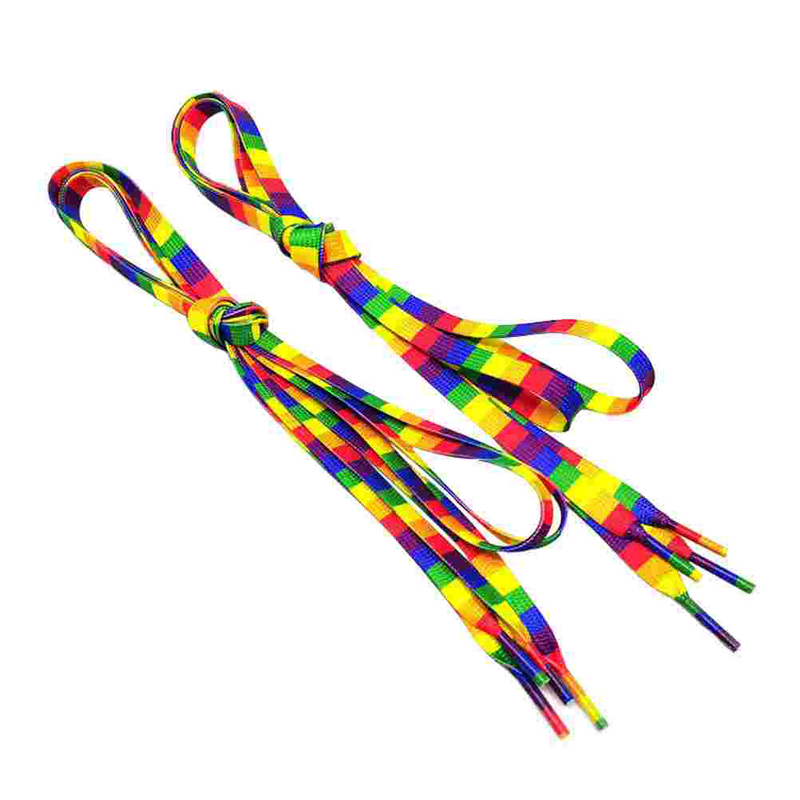 Cordones de arcoíris con cordones, cordones elásticos planos, rampa degradada, poliéster, a la moda