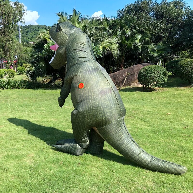 Disfraz de dinosaurio inflable para adultos, traje de fiesta de Halloween, mascota verde divertida, t-rex