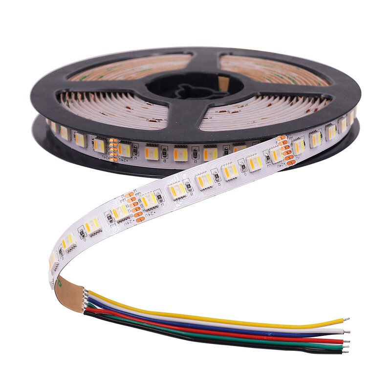 5M RGBCCT 5 in1 LED Strip Light DC12V 24V 6pin 5050 RGB+W+WW RGBW RGBWW Flexible LED Tape 30/60/96Leds Waterproof LED Ribbon