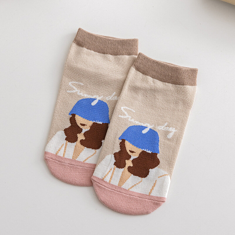 Japanese Cute Cartoon Boat Socks Spring and Summer Ins Tide Sock Women Funny Illustration Shallow Mouth Sports Socks for Girls