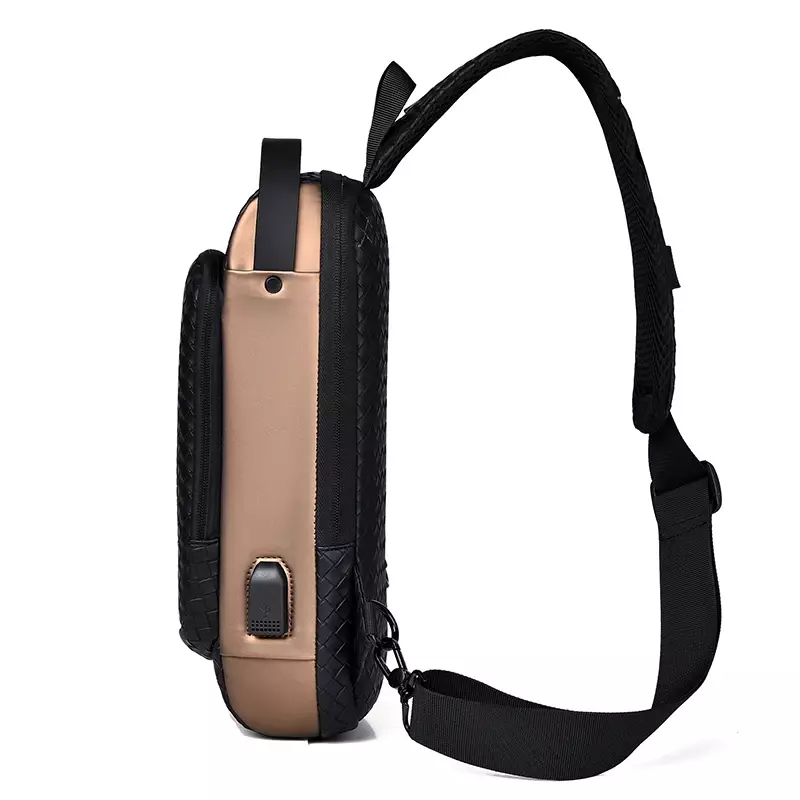 Backpack Fashion Men Bag Crossbody Portable With Male Charging Shoulder USB Anti-theft Bag Bag Tape Outdoor Chest Sports PU Port