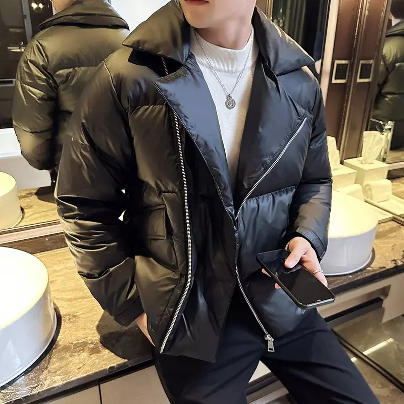 Winter White Duck Down Down Coats Jacket High Quality Large Lapel Bread Coat Streetwear Fashion Short Loose Outdoor Warm Jacket