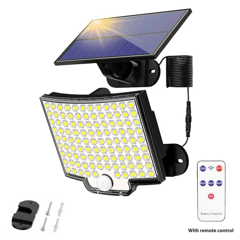 Solar Flood Security Lights, 3 modos, 106 LED, 328 LED, Spotlights, IP65 impermeável, Sensor de movimento, indução humana, exterior