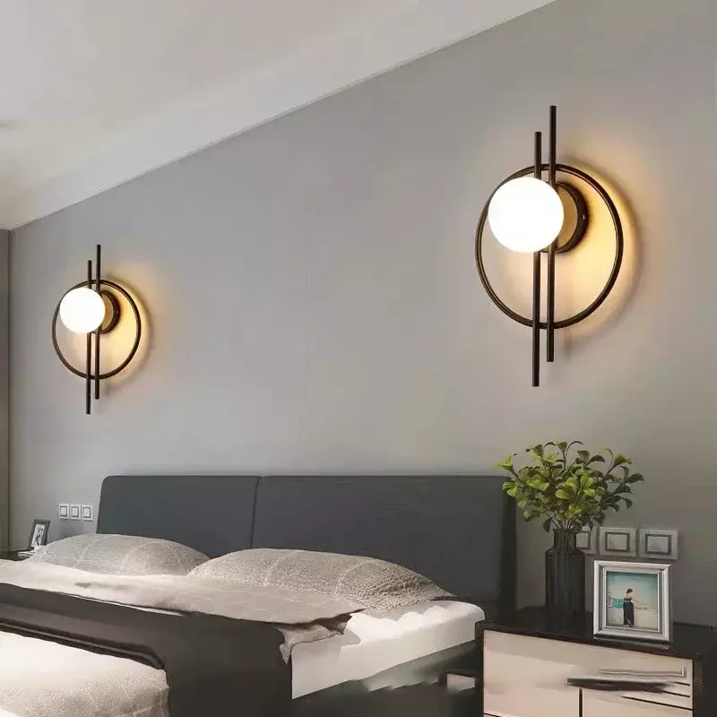 현대 LED 벽 스콘스 램프, 거실 식당 침실 침대 옆 TV 배경 통로 홈 장식 조명, 고정장치 광택