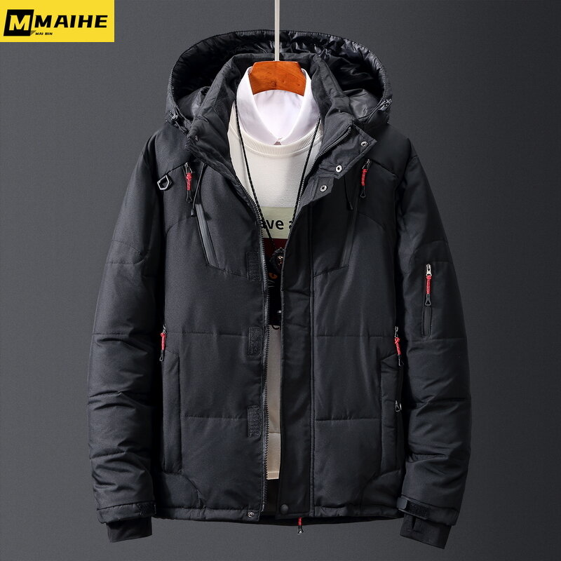 Winter men's down jacket ultra light hooded thick white duck down coat high quality waterproof windproof warm outdoor down parka