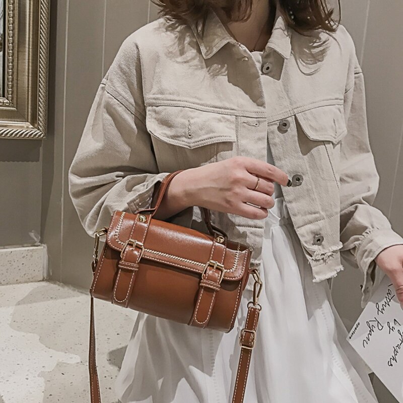 Женская сумка из ПУ кожи, модная Новая роскошная квадратная сумка-мессенджер в стиле ретро, удобная сумка-ведро