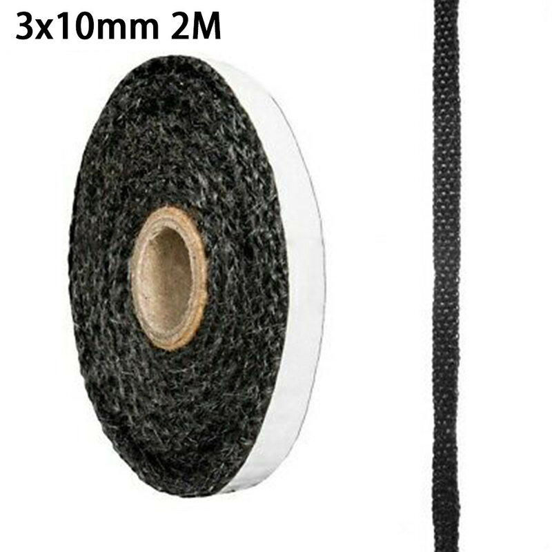 2M Black Flat Stove Rope Self Adhesive Glass Seal Stove Fire Rope 3x10/15mm Furnace Kiln Oven Door Seals Bulbs For Tadpole Seals
