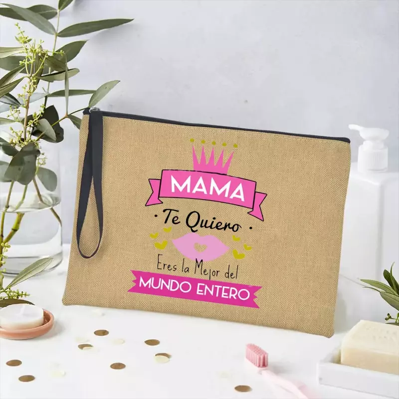 Bolsa cosmética feminina, organizador de batom, bolsa de higiene pessoal, aniversário, presente do dia das mães, festivo, melhor mãe, carteira